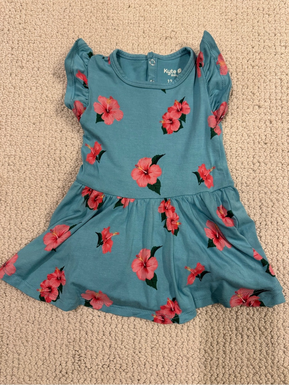 Kyte Baby twirl bodysuit Short Sleeve Dress in hibiscus Size 12-18 months